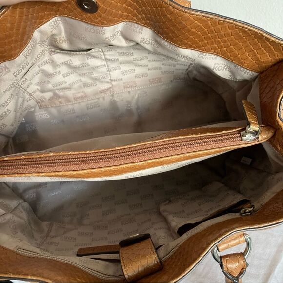 MICHAEL KORS Tan Brown Acorn Hamilton Jet Set Selma Satchel Shoulder Bag - Picture 10 of 10